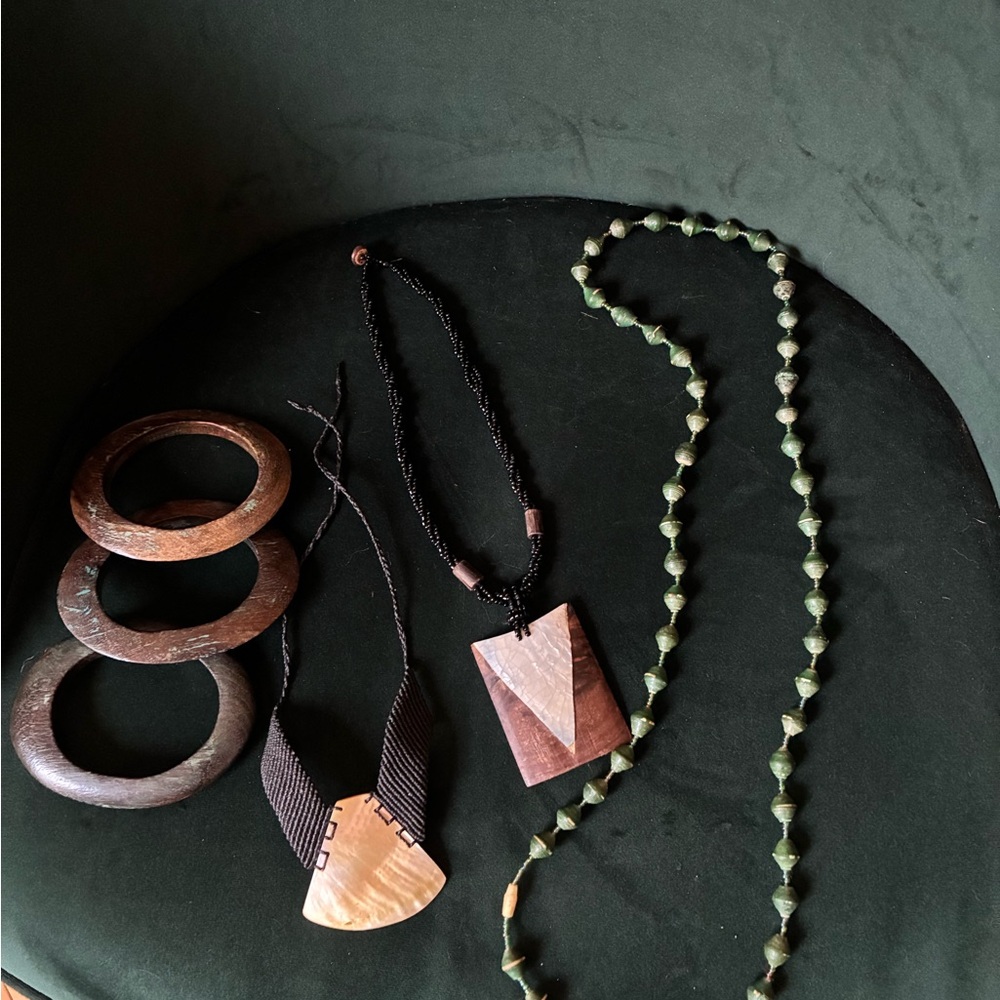 Wooden and Beaded Jewelry Set